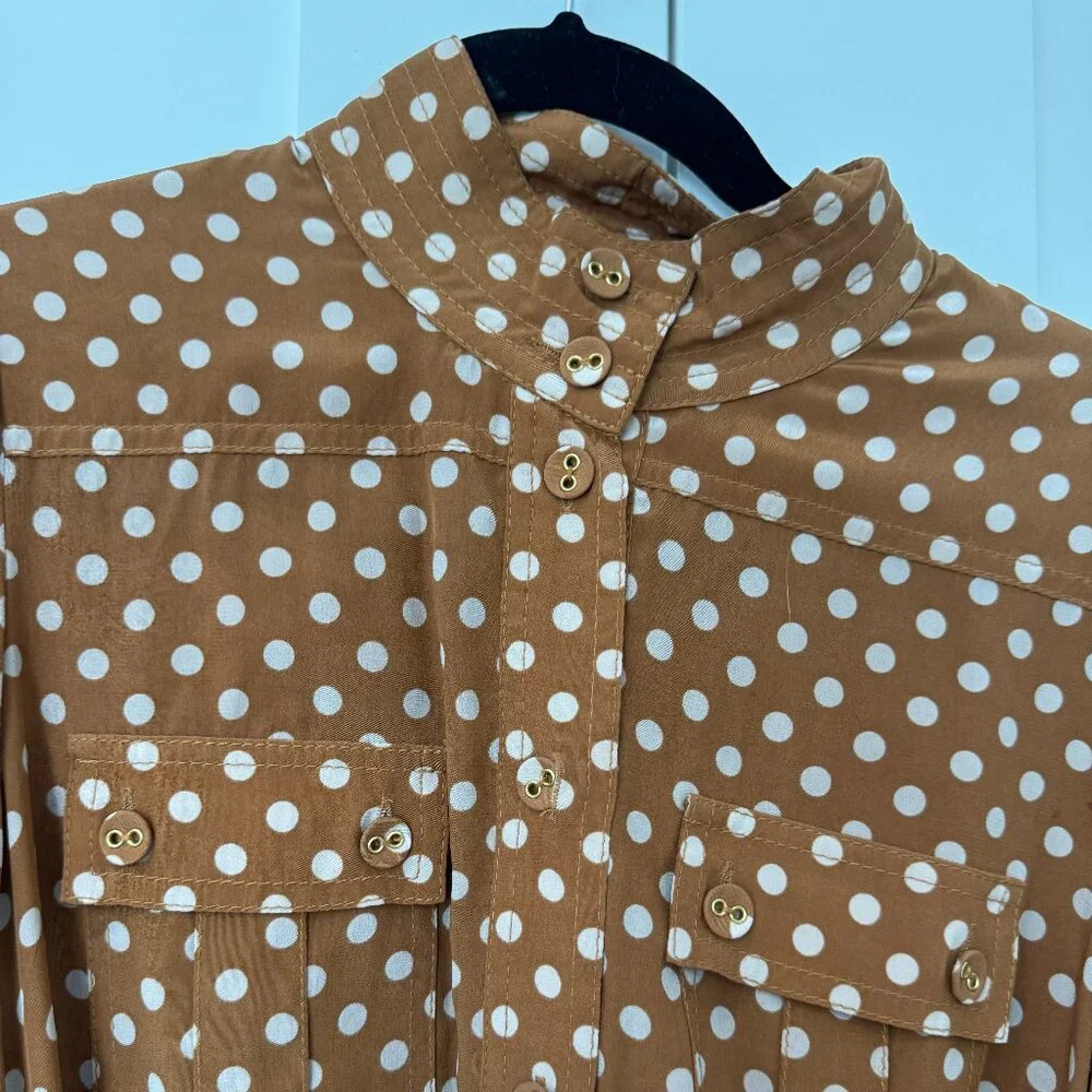 Zimmermann Brown Polka-Dot Silk Midi Dress – Size 1 (US 4) - Picture 8 of 14